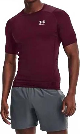 Under Armour Mens Heatgear Short Sleeve Compression Shirt In Maroon
