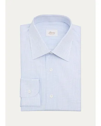Brioni Mens Check Cotton Dress Shirt