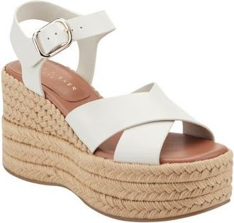 Marc Fisher Pasion Espadrille Ankle Strap Platform Wedge Sandal in Ivory at Nordstrom, Size 7.5