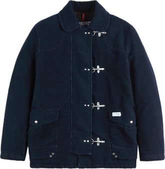 Fay Dark Navy Quilted Toggle Structured Jacket
