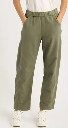 Marine Layer Jessie Barrel Leg Cotton Blend Pants in Dusty Olive at Nordstrom, Size X-Small