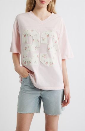 Vinyl Icons Numeral Floral Appliqu&eacute; Cotton Blend T-Shirt in Pink at Nordstrom, Size X-Small