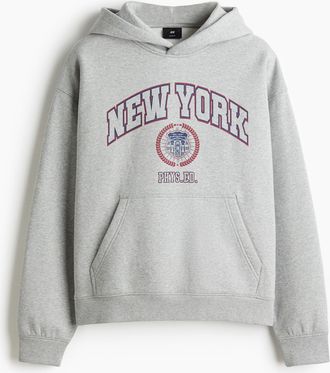 H&M Loose Fit Printed hoodie - Grau