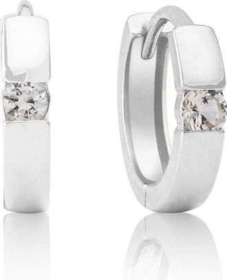 MAX + STONE 14k Yellow or White Gold Small Round Gemstone Huggie Hoop Earrings