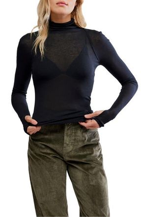 Free People Close to Home Rib Turtleneck Top in Black at Nordstrom, Size X-Large