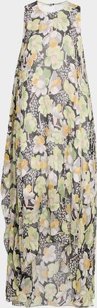 Loewe Flower Chiffon High-Low Dress