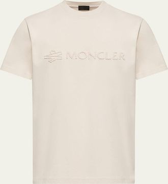 Moncler Mens Terry-Effect Logo Cotton Jersey Crewneck T-Shirt