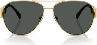 Versace 61mm Pilot Sunglasses in Gold /Dark Grey at Nordstrom