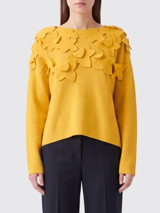 Liviana Conti Crew Neck Virgin Wool Jumper with Embroidered Flower