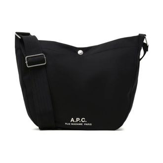 A.P.C. Black Shoulder Bag with Logo Print - male - A.P.C. - Cross Body Bags - Black - ONE SIZE - Bags