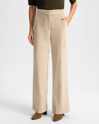 Veronica Beard Grigore Corduroy Wide-Leg Pant In Heathered Sand