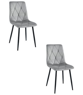 OEM Silla Libra - Terciopelo Gris Plata / Patas Negras X 2