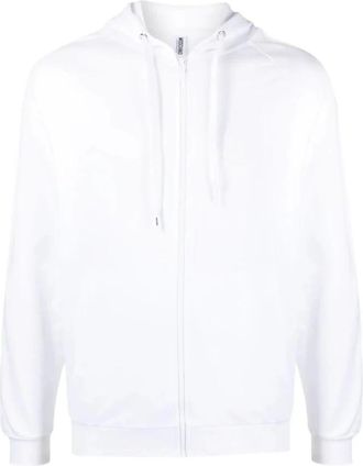 Moschino Witte Rits Sweatshirt Casual Sweater Hoodie - Heren - Vesten met rits - Wit - L - Katoen - Hoodies & sweatvesten