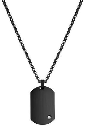 Geoffrey Beene Mens Stainless Steel Dog Tag Pendant Necklace in Black at Nordstrom Rack