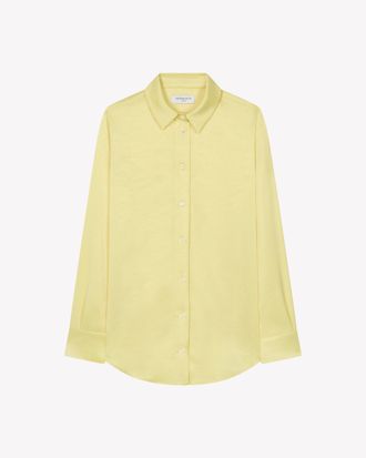 Serena Bute Satin Classic Shirt - Pastel Yellow