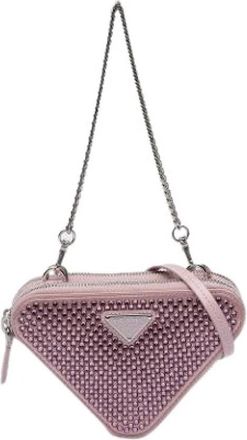 Prada Pre-owned Mini Triangle Pouch - Dames - Vintage Mini Tas - Roze - ONE Size - Leer - Vintage