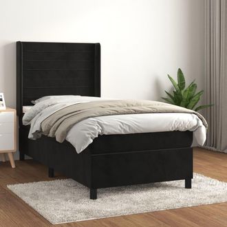 vidaXL Vidaxl - Cama Box Spring Con Colch&oacute;n Terciopelo Negro 80x200 Cm