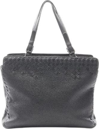 Bottega Veneta Pre-owned Tote Bags, female, Black, Size: ONE SIZE Pre-owned Intrecciato Leather Tote Bag