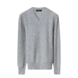 Fabiana Filippi V-neck Knitwear, female, Gray, Size: 2XS Sequined Sweater
