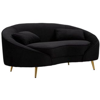 Dmora Dmora - Sofá fijo 2 plazas Gupta, Sofá recto, Sofá para salón, Sillón doble con contenedor, 148x84 h68 cm, Negro y Oro