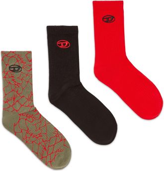 Diesel Three-pack socks with logo detail - Socks - Man - Multicolor