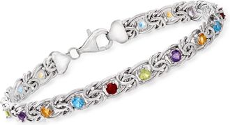 Ross-Simons Multi-Gemstone Byzantine Bracelet in Sterling Silver