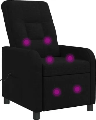 vidaXL Silla De Masajes Reclinable Negro Tela Vidaxl
