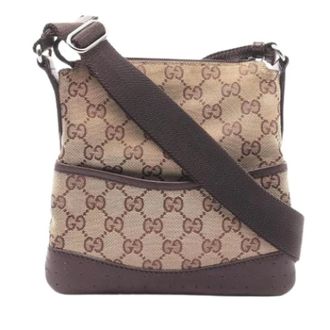 Gucci Pre-owned Vintage Canvas Crossbody Bag - Dames - Pre-owned - Bruin - Maat: ONE Size Leer
