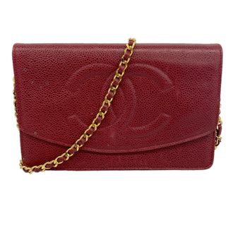 Chanel Bordeaux Grained Calfskin Chain/Shoulder Wallet (Pre-Owned)