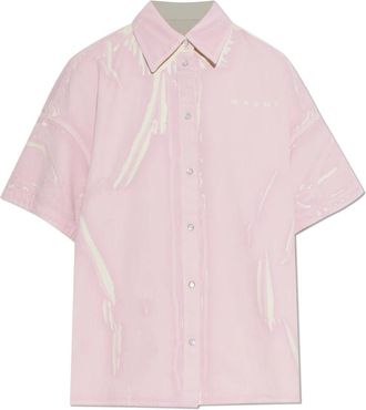 Marni Denim overhemd met zeefdruk - Dames - Spijkeroverhemden - Roze - S - Denim - Overhemden