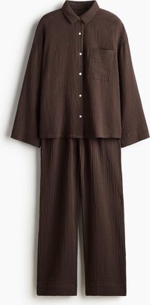 H&M Pyjama aus Baumwollmusselin - Brown