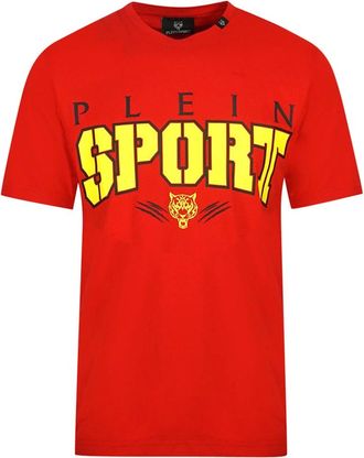 Philipp Plein Mens Plein Sport Bold Sport Logo Red T-Shirt - Size: 42