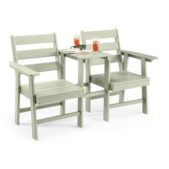 VonHaus Waterproof HDPE Jack & Jill Garden Bench Seat in Green