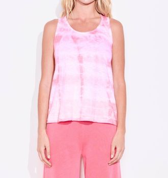 Sundry Crossback Tie Dye Tank Top In White Pink