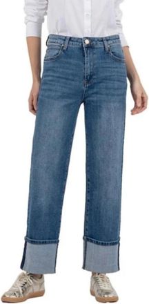 Kut from the Kloth Womens KUT from the Kloth Sienna Jeans Blue High-Rise Wide Leg Roll Up GBO1495