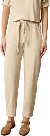 Lilla P Belted Waffle Knit Pant In Muslin