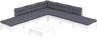 vidaXL Muebles De Jard&iacute;n 8 Pzas Con Cojines Blanco Madera De Pino Vidaxl