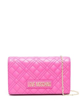 Love Moschino logo-plaque quilted shoulder bag - women - Polyurethane - OS - Pink