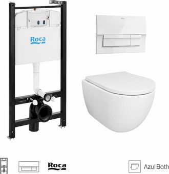 Roca Pack Wc Bastidor Empotrado Roca Active Cisterna Empotrada Y Pulsador Blanco New Con Inodoro Suspendido Swiss 53 Cm Tornado Y Soft-close De Azul Bath