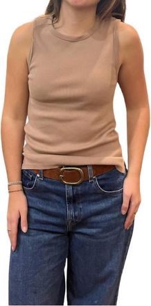 True Grit Rowan Rib Sleeveless Tee In Brown