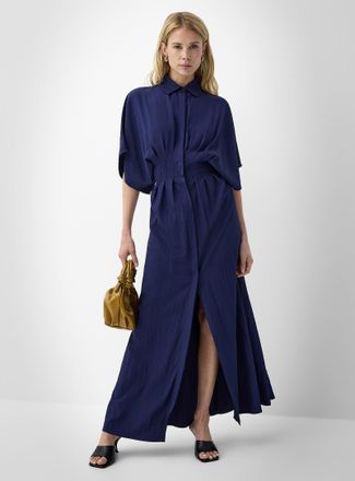 Icone Womens Maxi pleated cinched dress