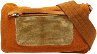 Prada Pre-owned Cross Body Bags, female, Brown, Size: ONE SIZE Pre-owned Wool Cross Body Bag
