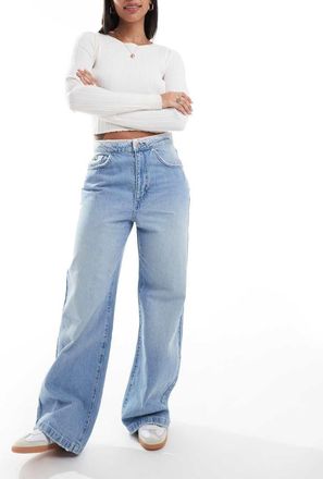 Cotton On Jeans ampi blu nuvola con pizzo in vita