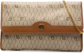 Dior Tweedehands honigraat gecoate canvas schoudertas met ketting