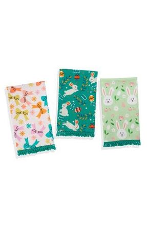 Tiramisu Hoppy Spring Bunny Set of 3 Cotton Kitchen Towels in Green at Nordstrom Rack