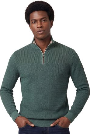 Casamoda katoenen trui Casa Moda half zip effen groen wijde fit