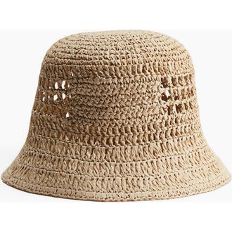H&M Straw Bucket Hat in Beige at Nordstrom, Size Medium