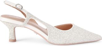 Carvela Womens Alina Sling Heels - White Fabric - Size UK 6