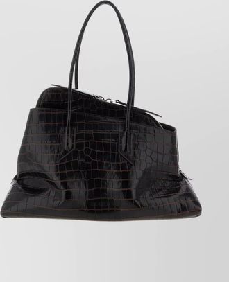 The Attico crocodile texture shoulder bag with double handles