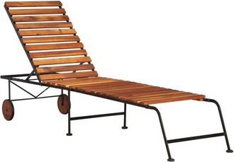 vidaXL Vidaxl - Sun Lounger with Steel Legs Solid Acacia Wood